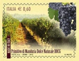 Il Primitivo di Manduria celebrato con un francobollo
