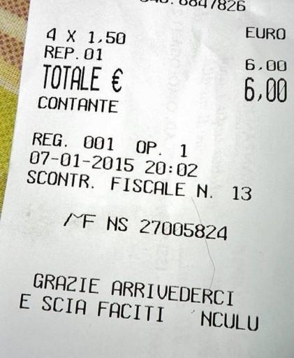 scontrino caffè saracino
