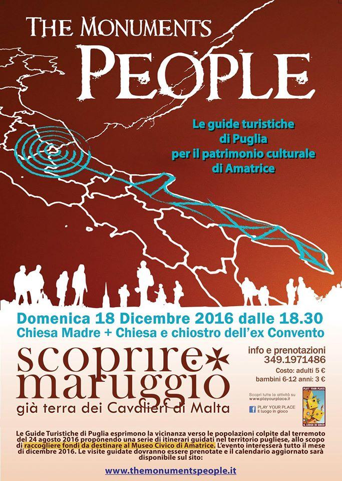 “The Monuments People”: visite guidate in Puglia per il Museo di Amatrice. Il 18 Dicembre anche a Maruggio (Ta)