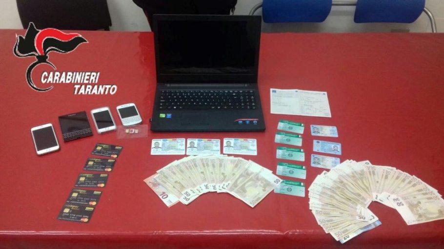 Monteparano (TA): Sorpresi con documenti falsi e oltre 4.000 euro in contanti. Un arresto e una denuncia.