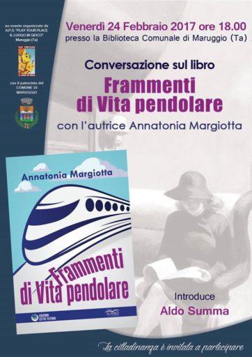 "Frammenti di vita pendolare": a Maruggio presentazione del libro di Annantonia Margiotta