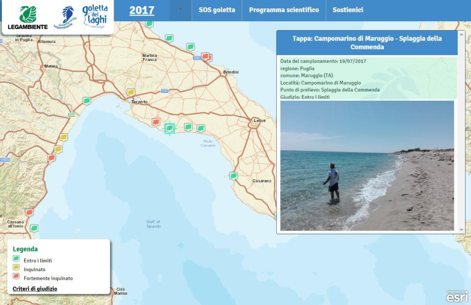 Goletta Verde, monitoraggio acque a Campomarino di Maruggio: i dati ufficiali