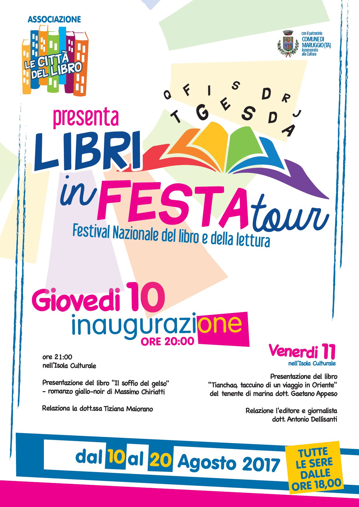 Domani sera, 10 agosto, a Campomarino “Libri in festa tour”