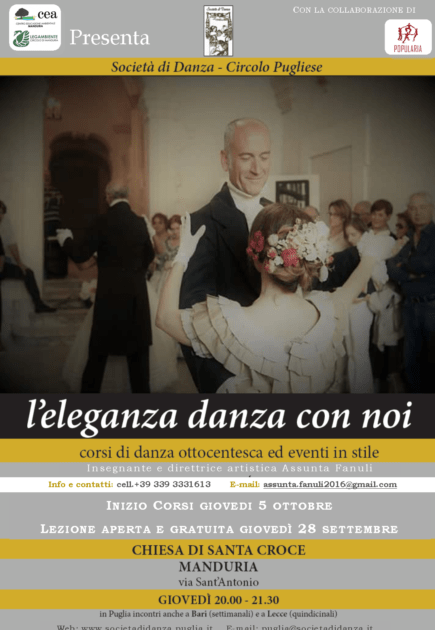 "L'eleganza danza con noi”, giovedì 28 settembre 2017 a Manduria