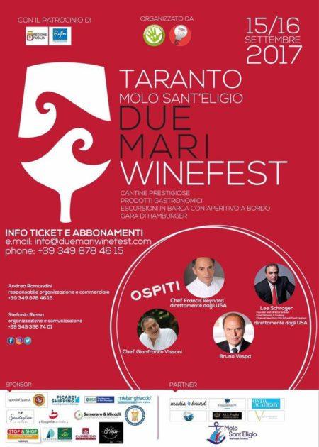 15 e 16 settembre a Taranto Due Mari WineFest, ecco il programma dell'evento