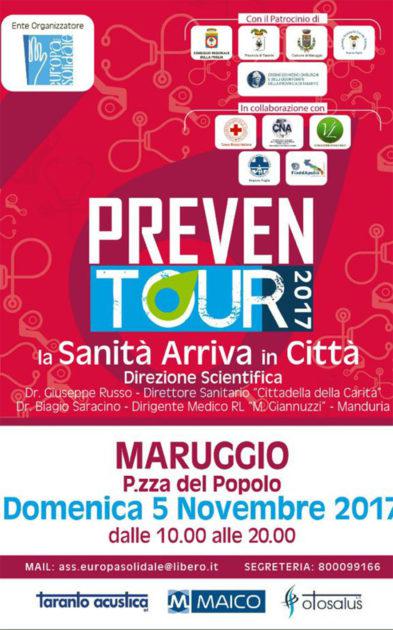 Domenica 5 novembre a Maruggio arriva il PrevenTour 2017