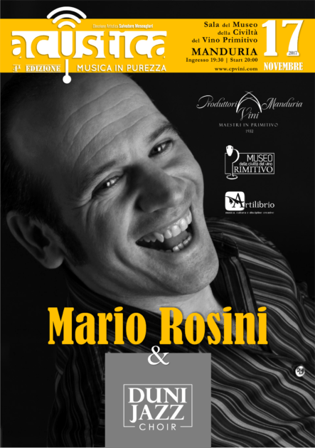 Manduria, ad Acustica arrivano Mario Rosini & Duni Jazz Choir