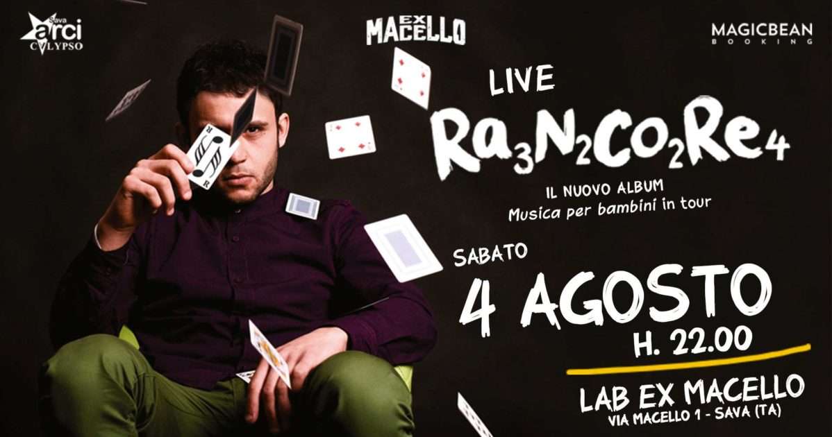 Sava 4 agosto serata live con Rancore, il rapper ermetico . “Musica per bambini” tour