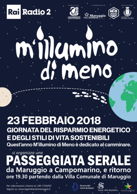 M’illumino di meno: Passeggiata serale venerdì 23 febbraio 2018 con Legambiente Maruggio