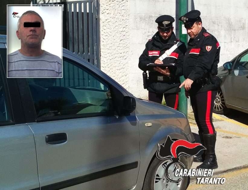 Ruba un’autovettura a Grottaglie ma viene intercettato dai carabinieri. Arrestato un 49enne di Sava