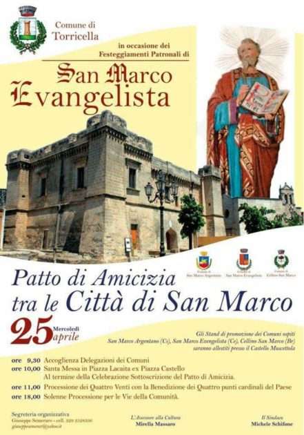 TORRICELLA: Patto di Amicizia tra le Città legate al culto di San Marco