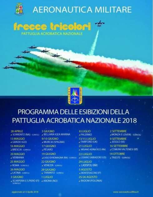 Le Frecce Tricolori nel cielo di Taranto​ il 29 giugno prossimo