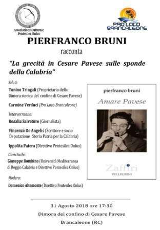 “Brancaleone – La grecita’ in Cesare Pavese sulle sponde della Calabria” con Pierfranco Bruni