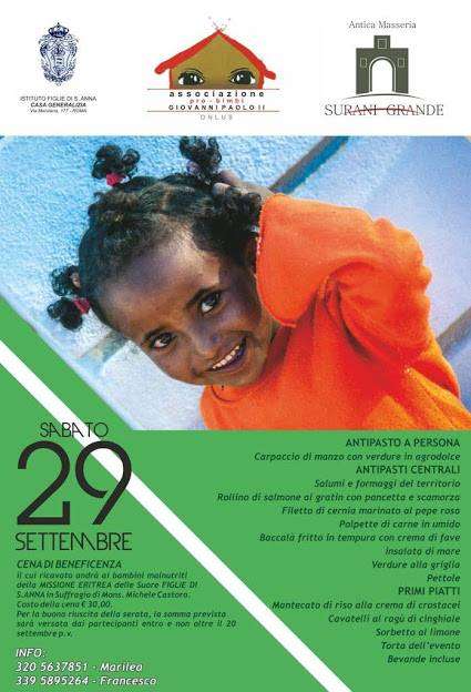 A Manduria, un piccolo contributo per salvare i bambini malnutriti dell’Eritrea. Cena di beneficenza, nel ricordo di Mons. Castoro