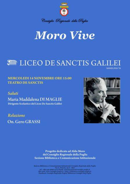 Manduria 14 Novembre Teatro De Sanctis: "MORO VIVE" , incontro con l'On. Gero Grassi