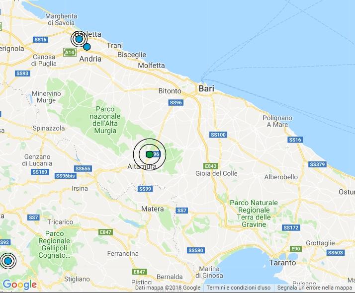 Scossa di terremoto di 3.5 in Puglia, epincentro ad Altamura