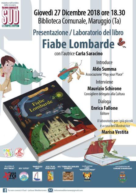 Rassegna “Tu non conosci il Sud”: il 27 Dicembre la presentazione / laboratorio del libro “Fiabe Lombarde” di Carla Saracino