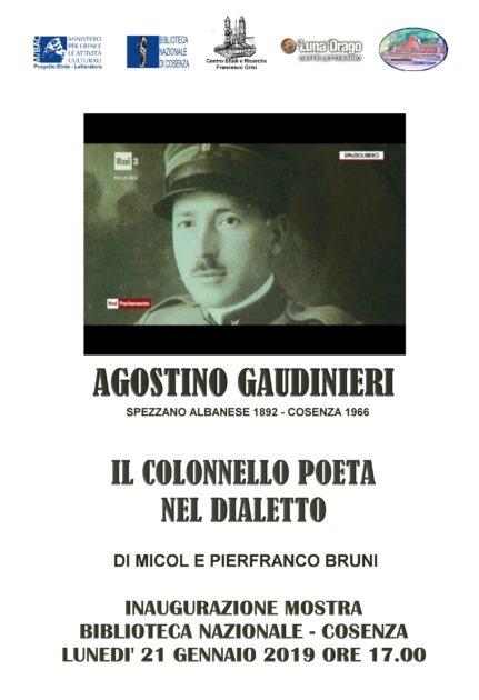 In mostra alla Biblioteca Nazionale di Cosenza il dialetto poetico del colonnello Agostino Gaudinieri dal 21 gennaio