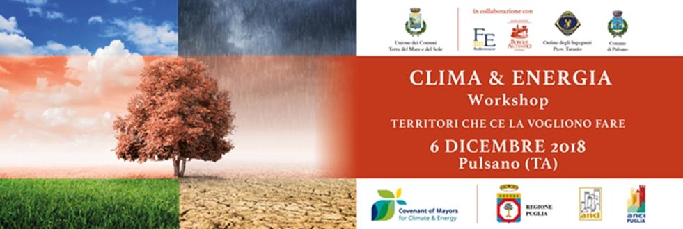 Clima e energia, workshop dell’Unione dei Comuni a Pulsano