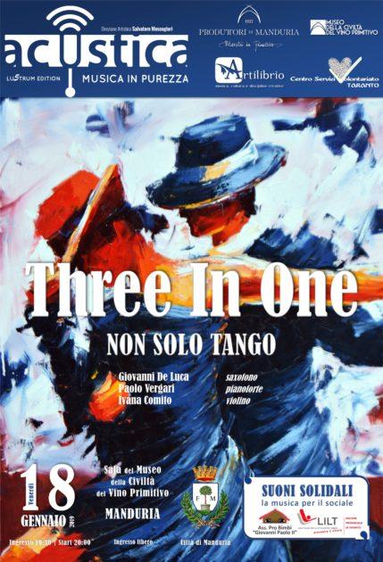 Manduria, tango e non solo ad Acustica con il trio ‘Three In One‘