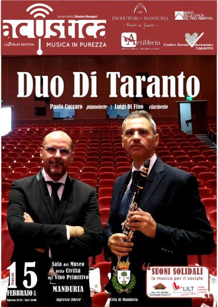 Manduria 15 febbraio, il Duo Di Taranto chiude la 5a edizione di Acustica