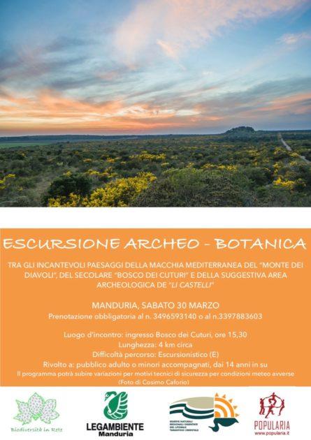 Sabato 30 marzo nelle Riserve Naturali di Manduria, escursione Archeo Botanico Paesaggistica