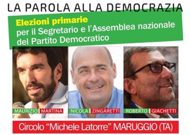 Primarie Pd, come il nazionale, Zingaretti si conferma anche Maruggio. I primi commenti locali