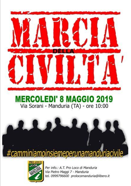 Oggi a Manduria la "Marcia della civiltà", la nota stampa delle associazioni cittadine