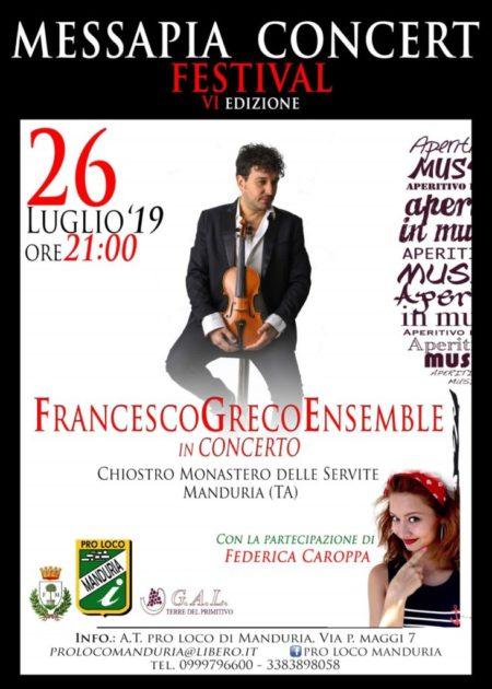 Con la VI edizione del ‘Messapia Concert Festival’ entra nel vivo, domani 26 luglio, l’estate della Pro Loco Manduria