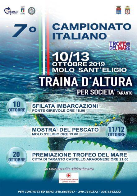 7° Campionato Italiano  di Traina D'Altura 2019 per squadre: a Taranto dal 10 al 13 ottobre