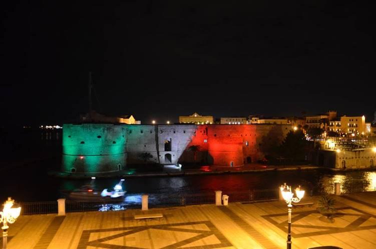 Castello Aragonese di Taranto sarà illuminato di tricolore