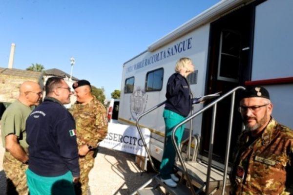 Donazioni di sangue dei militari dell’Esercito a favore del Policlinico di Bari, durante l’Esercitazione “Atlante-Auriga 19”.