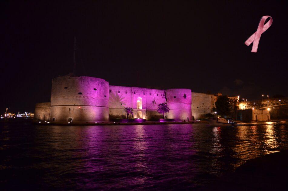 Il Castello Aragonese s’illumina di rosa per promuovere la campagna nazionale “Nastro Rosa” della LILT