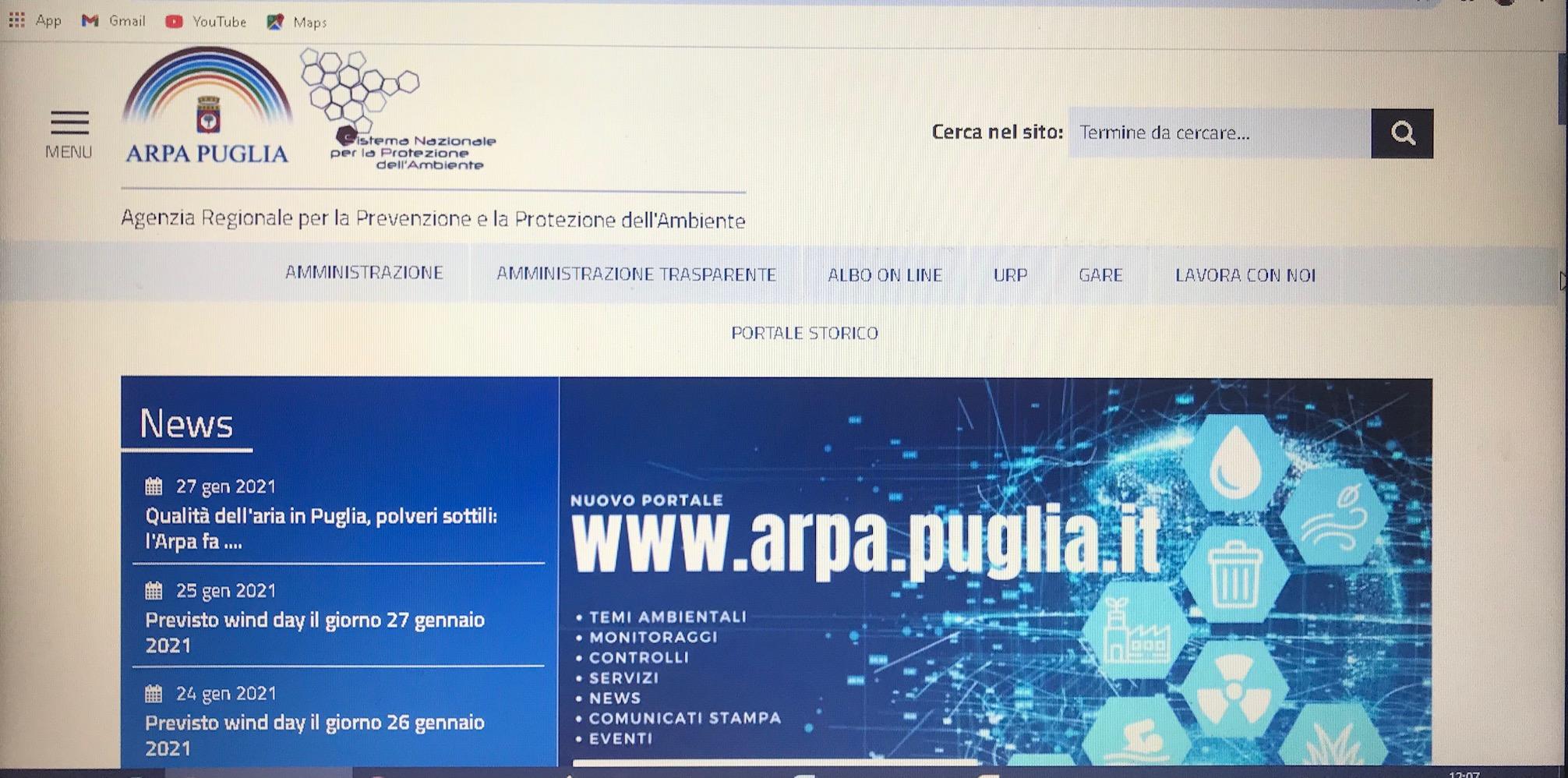  Presentato il nuovo sito internet di Arpa Puglia