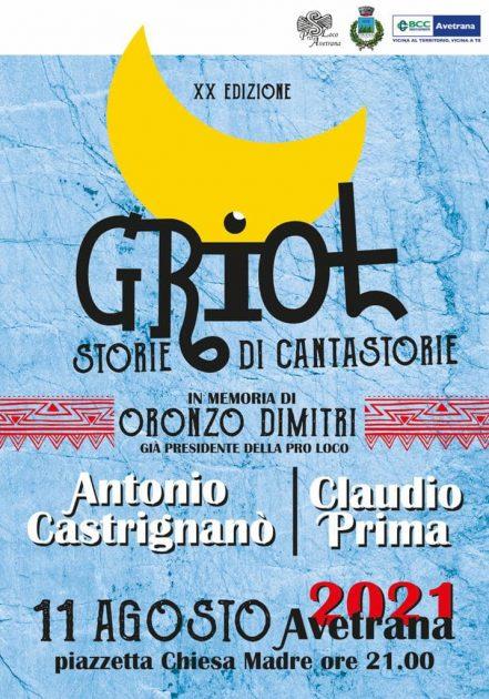 Griot - Storie di Cantastorie giunge alla sua XX Edizione, 11 agosto 2021 Avetrana