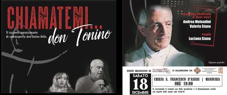 Sabato 18 dicembre a Manduria: "Don Tonino. Il racconto appassionante di una scoperta: don Tonino Bello”.