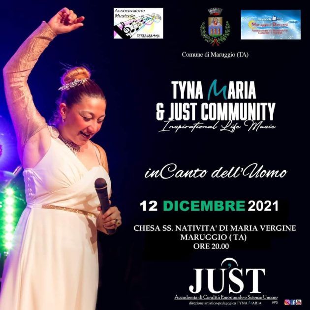 Concerto a Maruggio il 12 dicembre: Tyna Maria & Just Community in Canto dell'Uomo