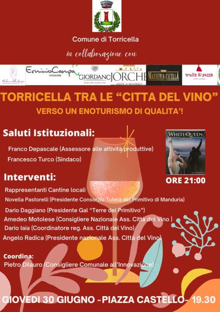 Torricella aderisce ufficialmente all’Associazione Nazionale “Città del Vino”