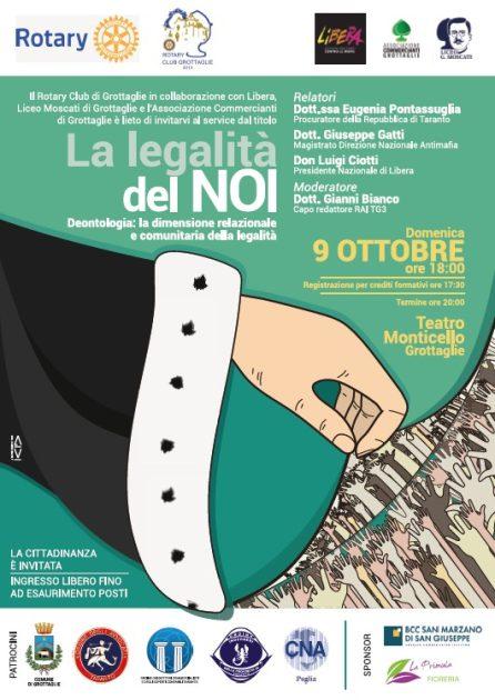 “Legalità del NOI”. Il Rotary Club di Grottaglie ospita al Teatro Monticello un incontro sulla Legalità