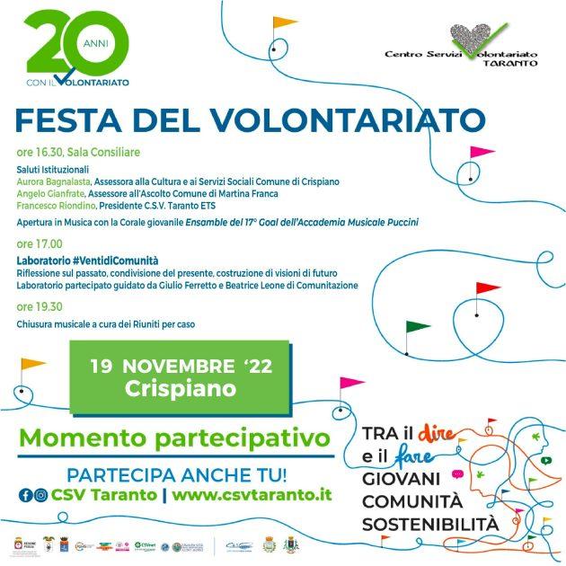 Da DOMANI a Crispiano e Martina Franca un “weekend partecipativo” con giovani, comunità, sostenibilità