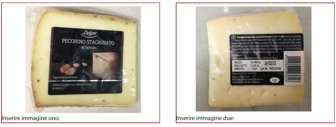 Ministero salute segnala ritiro dai supermercati formaggio "Pecorino stagionato al tartufo" a marchio Deluxe per rischio microbiologico. Coinvolti anche i supermercati Lidl